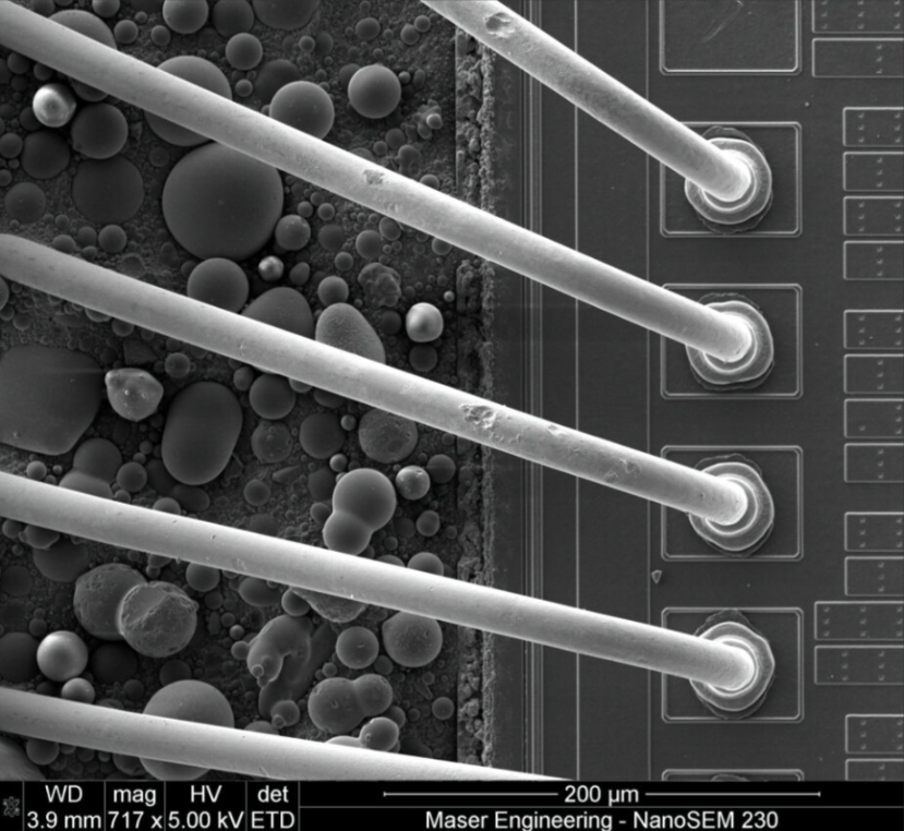 SEM image of PdCu wire bonds after MIP decapsulation