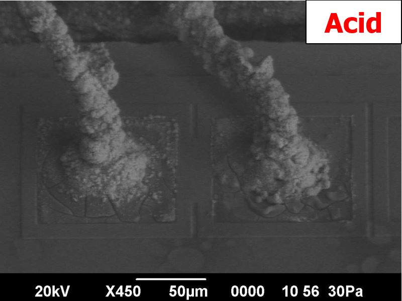 Corroded Cu Wire after Acid Decapsulation